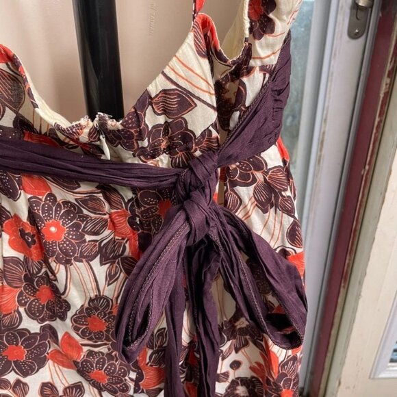 Womens Floral Sundress Spaghetti Straps Empire Waist Size Medium c - Picture 9 of 14